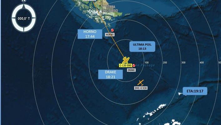 Radar marcando la zona de la pérdida del avión
