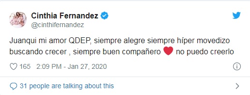Tuit de Cinthia Fernández