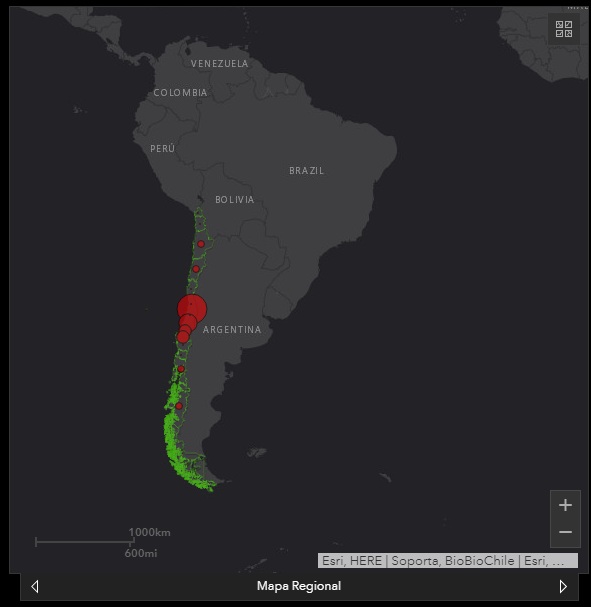 Mapa de las zonas con contagios