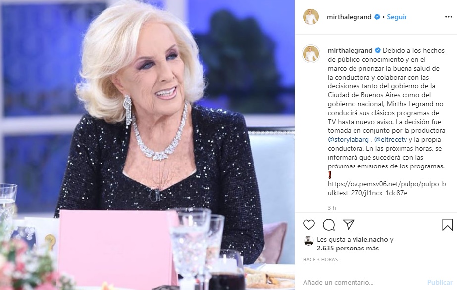 Posteo de Mirtha