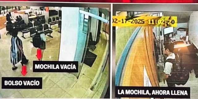 Las imágenes muestran a las dos mujeres en la bóveda del banco. Las imágenes muestran a las dos mujeres en la bóveda del banco.