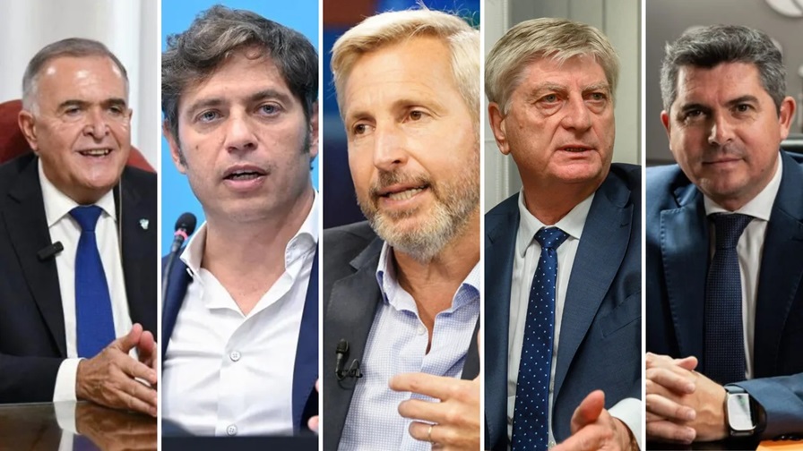 Axel Kicillof, Sergio Ziliotto, Marcelo Orrego, Rogelio Frigerio y Osvaldo Jaldo