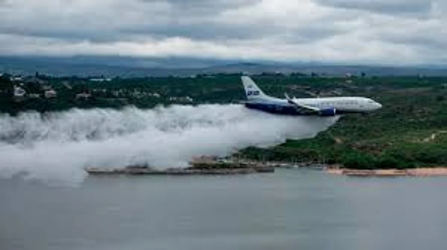 El Boeing sobre el Lago San Roque. El Boeing sobre el Lago San Roque.
