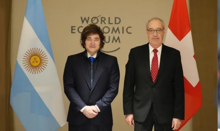 El presidente Javier Milei junto a su par de Suiza, Guy Parmelin.