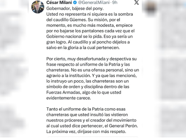 Las expresiones de Milani. (Foto: Captura NA)