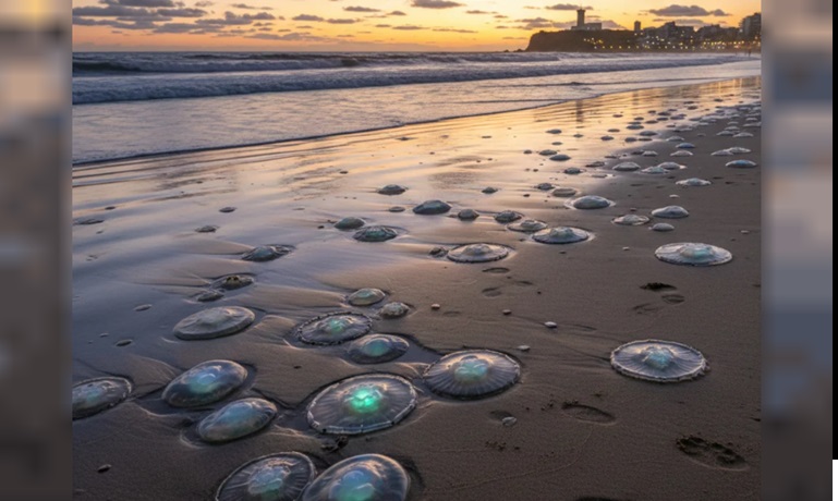 Apareció un medusa gigante en Los Acantilados