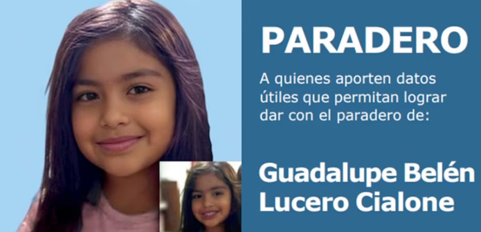 El afiche con la nueva foto de Guadalupe Lucero difundida por el Ministerio de Seguridad.
