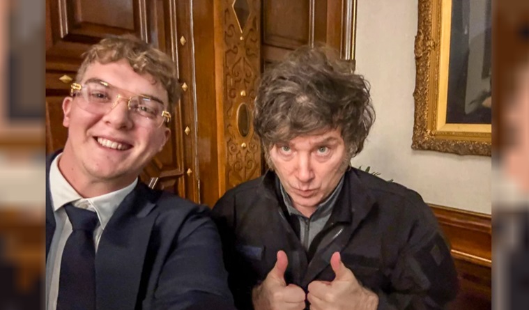 El presidente Javier Milei junto al empresario Hayden Davis.