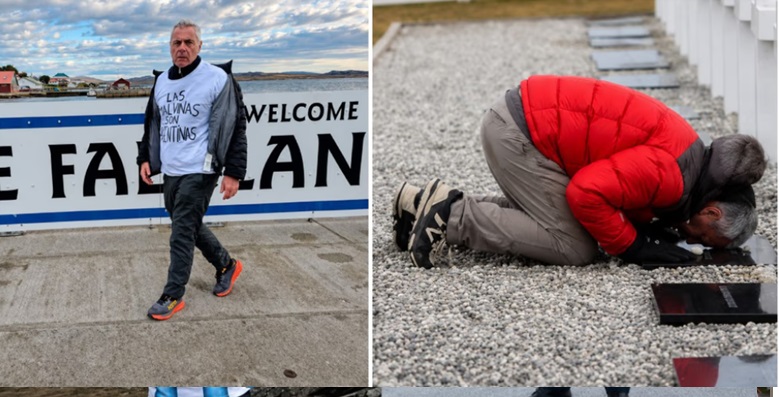<br/>
 <br/>
El homenaje en Puerto Argentino y el Cementerio de Darwin/Agencia NA (Red X)