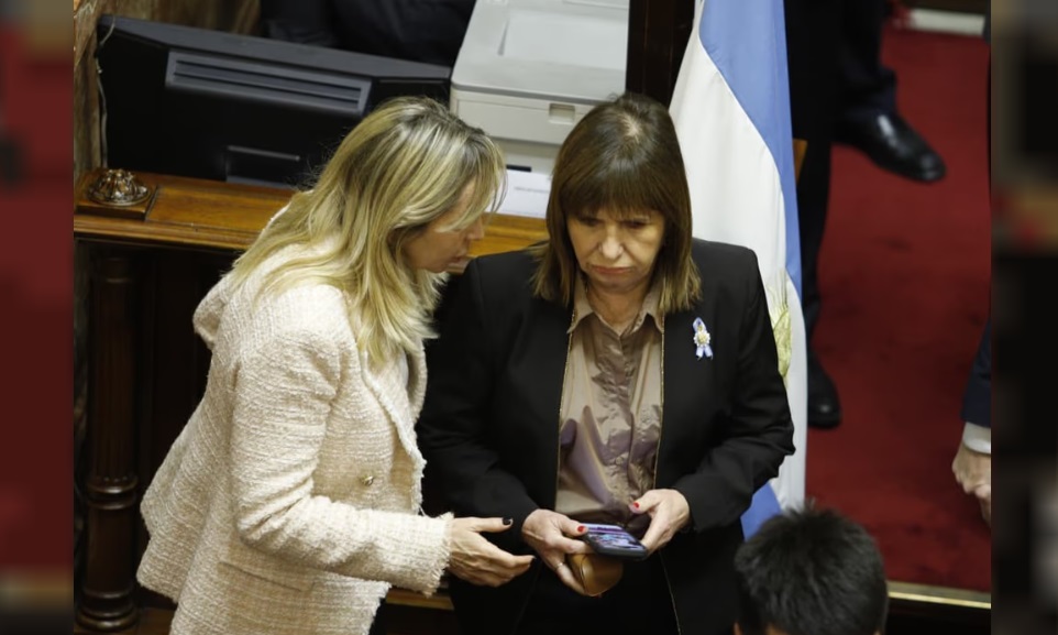 La senadora Patricia Bullrich en la sesión.