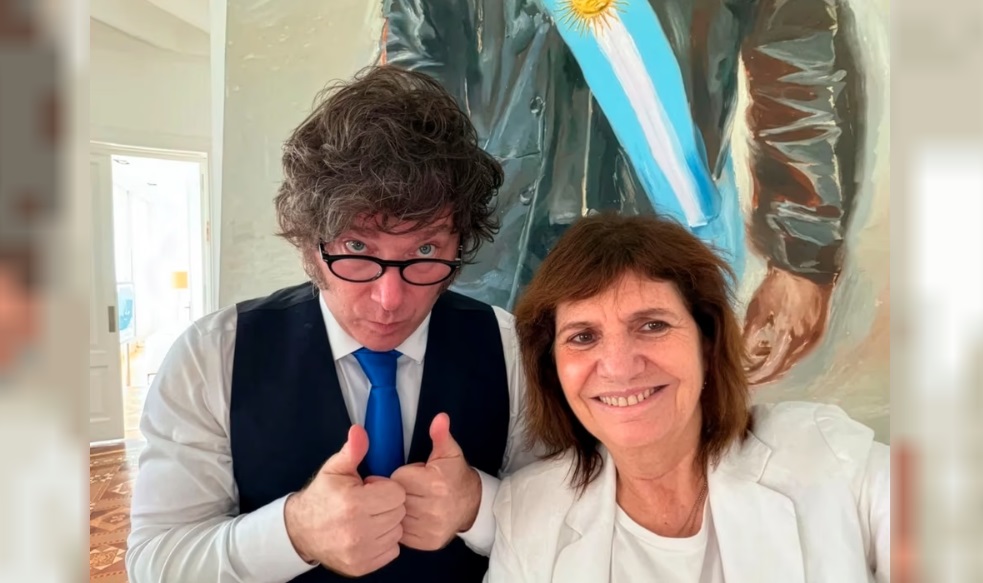 El presidente Javier Milei y la senadora Patricia Bullrich