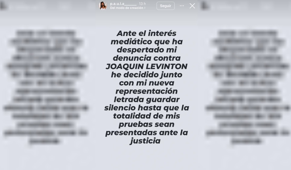 El comunicado de Paula, la mujer que denunci&oacute; a Joaqu&iacute;n Levinton por abuso sexual con acceso carnal. /Captura de pantalla